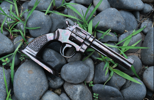 Vintage Pistol Revolver Gun Large Table Lighter